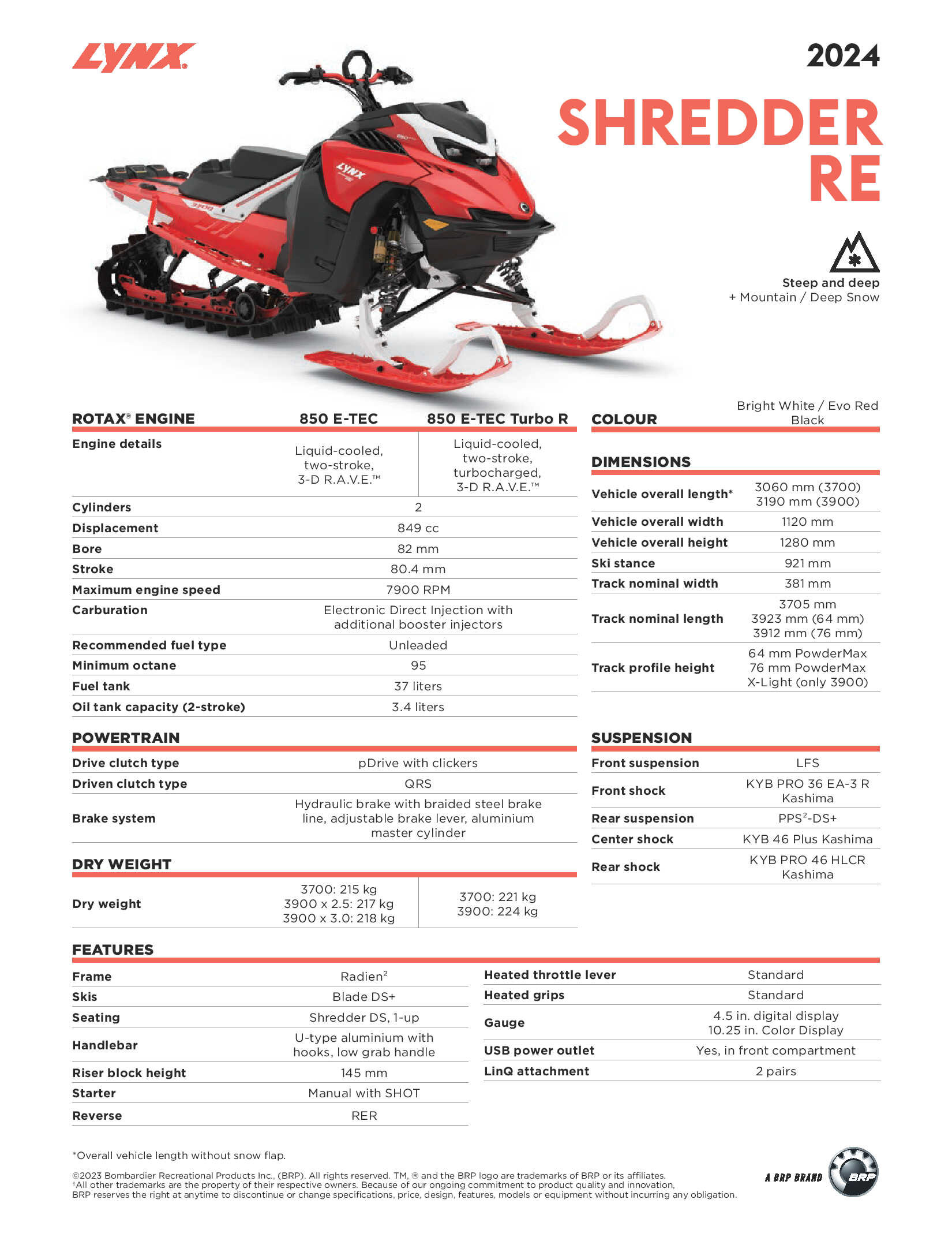 2024 Lynx Shredder RE Specs