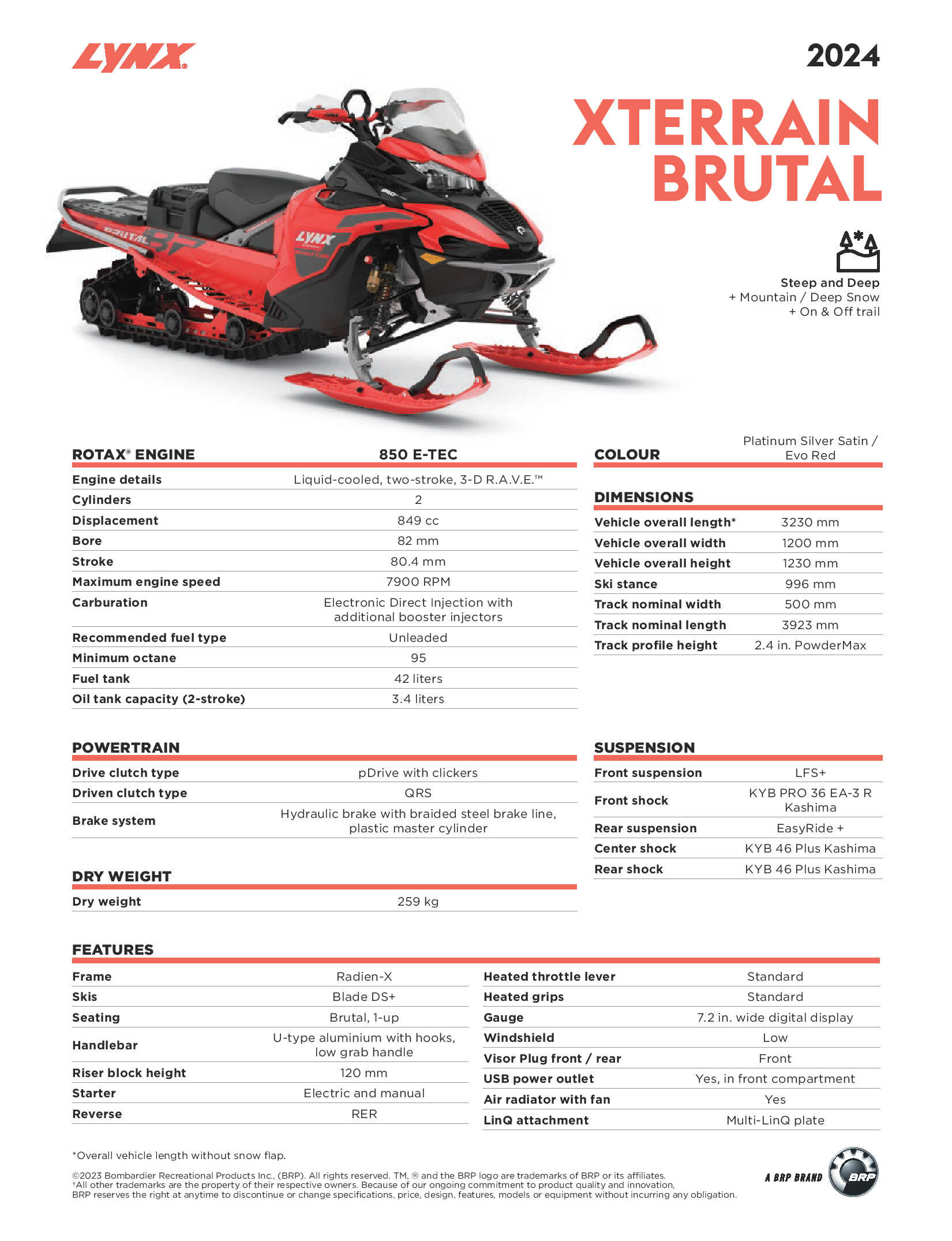 2024 Lynx Xterrain Brutal Specs