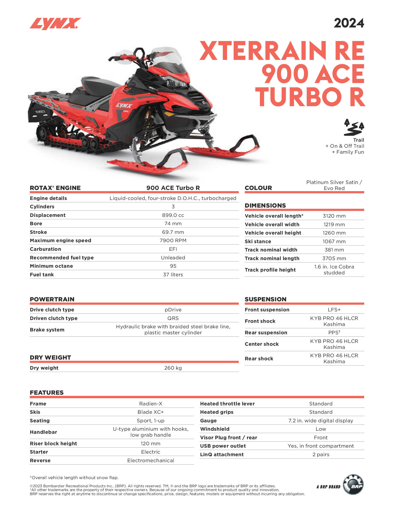 2024 Lynx Xterrain RE 900 ACE Turbo R specs