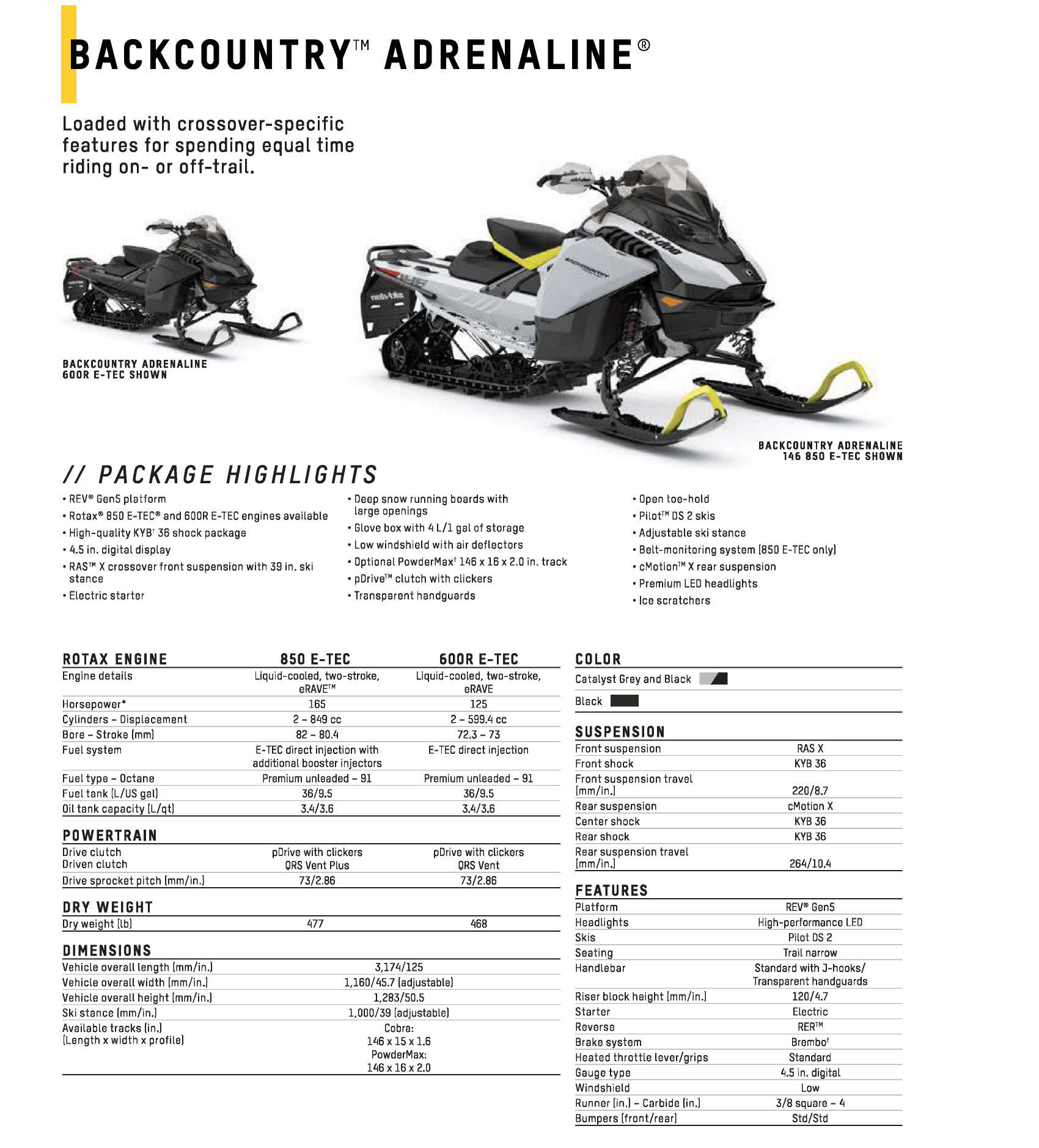 2025 Ski Doo Specs Backcountry Adrenaline