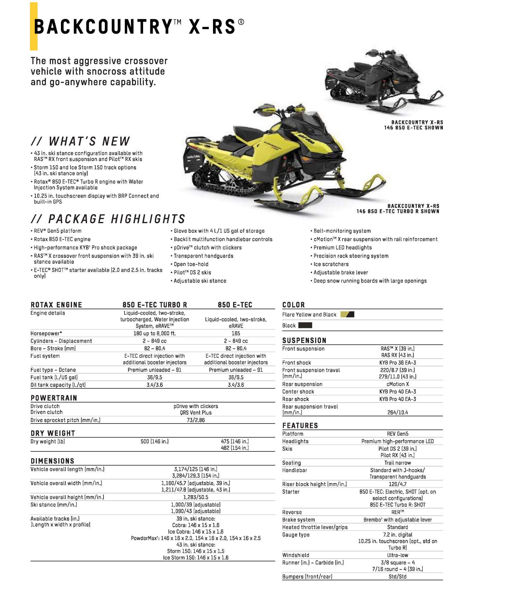 2025 Ski Doo Specs Backcountry X-RS