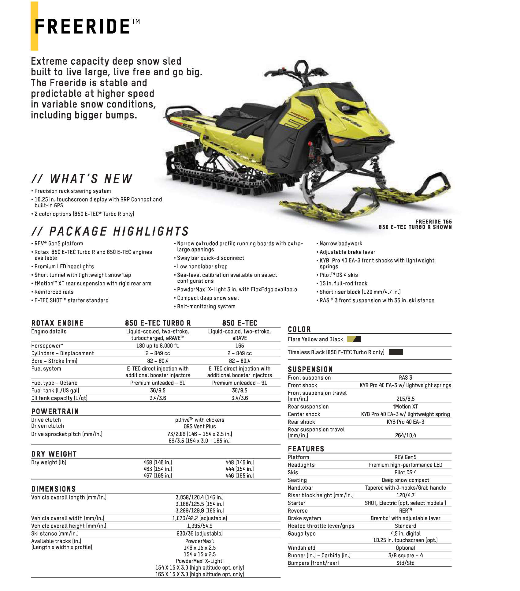 2025 Ski Doo Specs Freeride