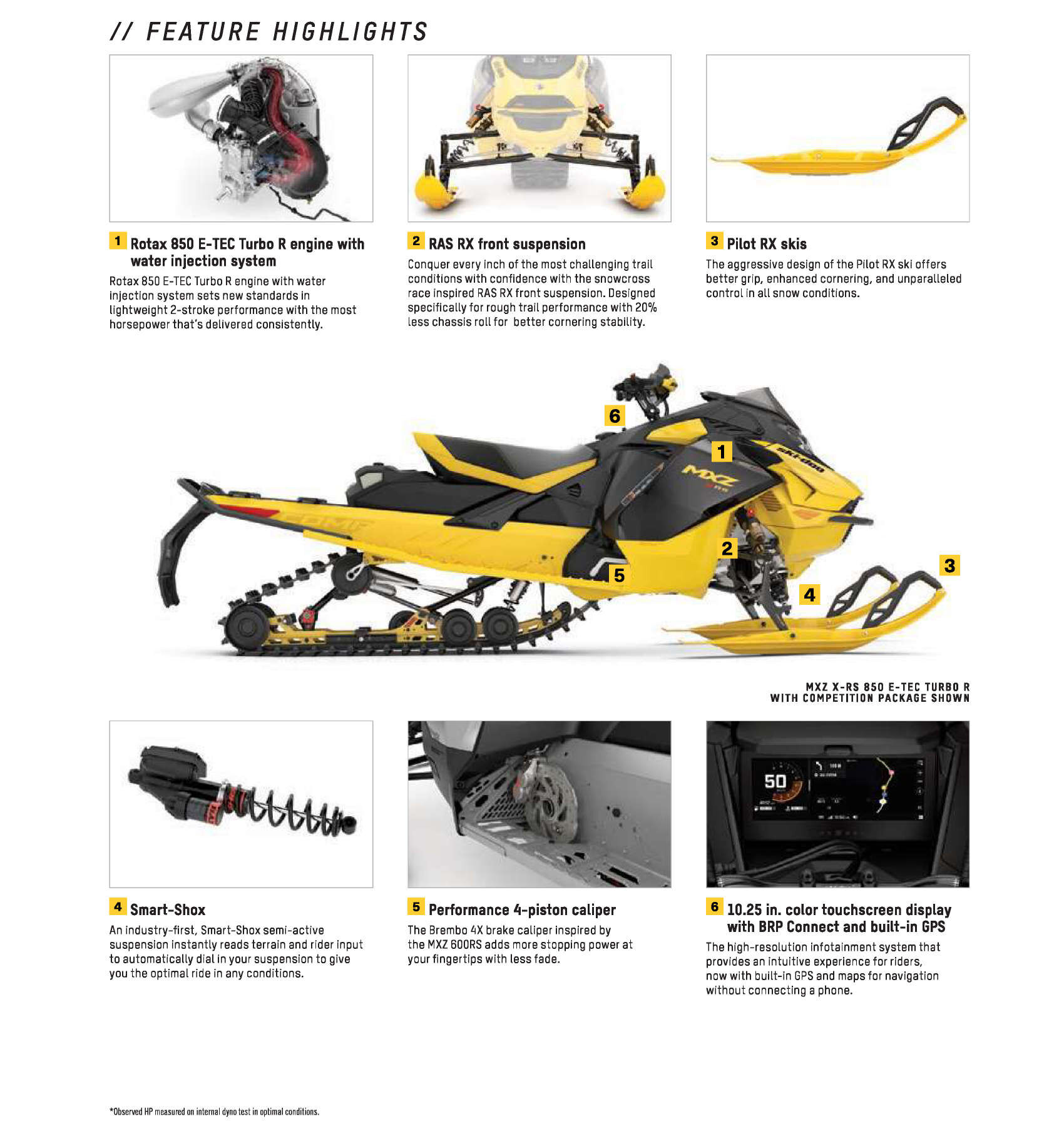 2025 Ski Doo Specs MXZ X-RS Competition Packgae