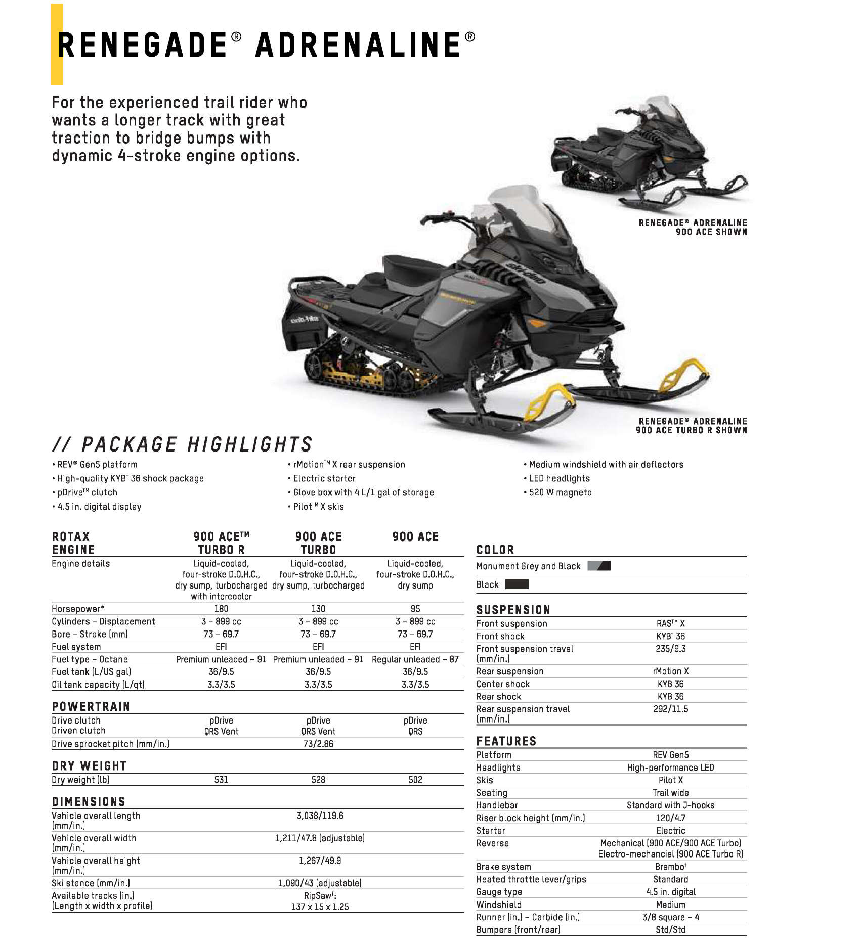 2025 Ski Doo Specs Renegade Adrenaline